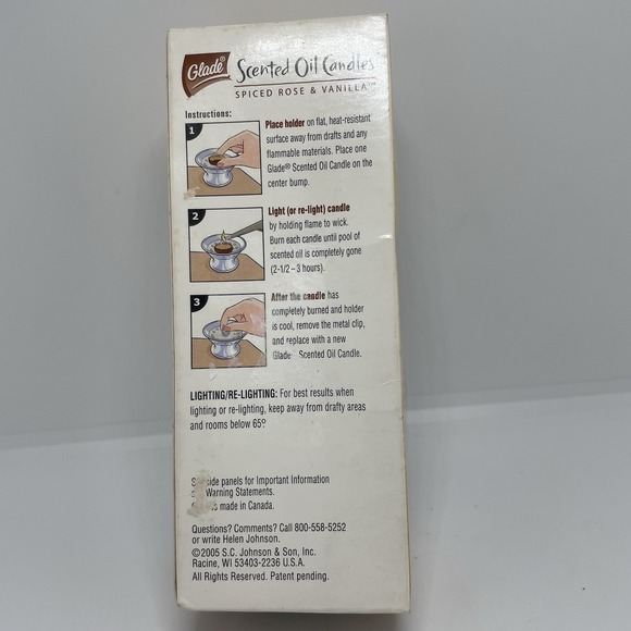 Glade Scented Oil Candle Refills  Spiced Rose & Vanilla (1 Box w 3 Refills) 2006 - Picture 3 of 4